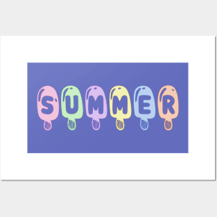 Summer: Light pastel ice cream popsicles celebrate summer vacation Posters and Art